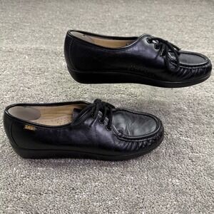 SAS Siesta Women's 7.5M Black Leather Comfort Oxford Lace Up Walking Shoes USA